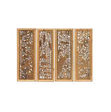 Set 4 Chinese Raw Wood Flower Birds Carving Wall Panels GB035S