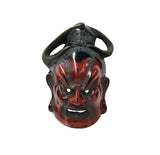 Vintage Asian Black Red Lacquer Demon Guardian Wood Mask Display Art GB051S