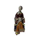 Chinese Porcelain Qing Style Dressing Holding Cat Lady Figure GB052S