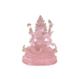 4" Pink Crystal Glass Tibetan Fortune Double Body Deity Zambala Figure GB057S