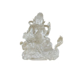 4" White Crystal Glass Tibetan Fortune Double Body Deity Zambala Figure GB059S
