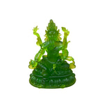 4" Green Crystal Glass Tibetan Fortune Double Body Deity Zambala Figure GB060S
