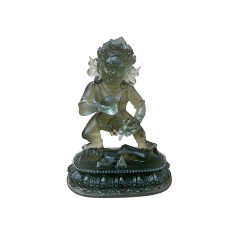 4" Gray Crystal Glass Tibetan Fortune Single Deity Zambala Figure GB061S