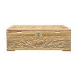 Light Tan Brown Dragon Carving Camphor Wood Trunk Chest GB073S