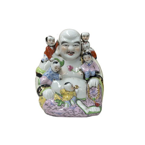 Oriental Color Happy Laughing Buddha Children Porcelain Figure GB102S