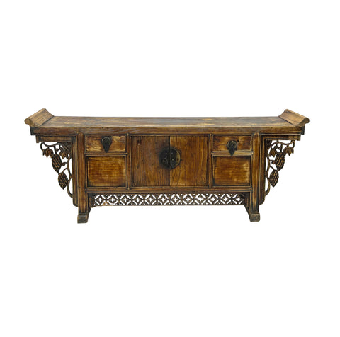 39" Distressed Vintage Chinese Carving Point Edge Chest Table Stand GB104S