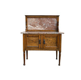 Vintage Medium Brown Rose Pink Marble Stone Top Washstand Side Table Credenza GB110S
