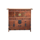 Oriental Brown Brass Hardware Drawers Accent Storage Cabinet GB115S