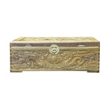 Light Tan Brown Dragon Carving Camphor Wood Trunk Chest GB124S