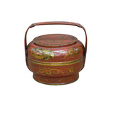 Vintage Oriental Brick Red Golden Graphic Stack Wedding Basket Display GB130S