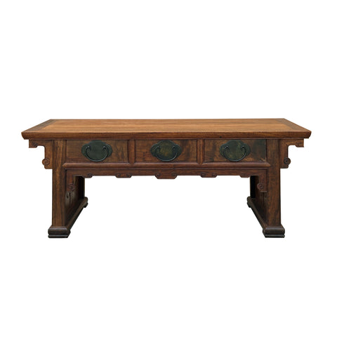 Oriental Rectangular Rosewood Charm Patina 3 Drawers Coffee Table GB133S