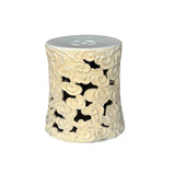 Off White Cream Swirl Cloud Pattern Round Ceramic Stool Table GB146S