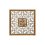 Square Flower Birds Geometric Lattice Raw Wood Wall Plaque Panel GB149S