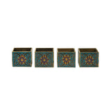 Set of 4 Turquoise Enamel Cloisonne Furniture Feet Metal Bracket GB150S