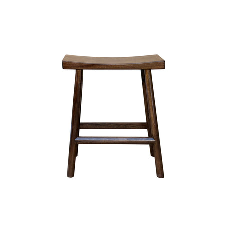 Oriental Walnut Brown Rectangle Backless Slim Stool Bench Side Table GB153S