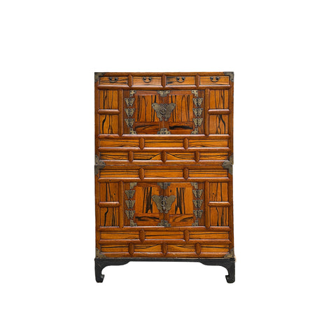 Oriental Korean Style Brown Hardware Drawers Accent Storage Cabinet GB161S