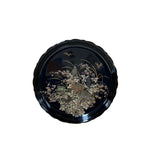 7.5" Oriental Black Glaze Porcelain Charger Plate Golden Flower Graphic GB172S