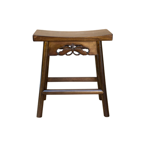 Walnut Brown Butterfly Accent Rectangle Backless Bench Side Table GB173S