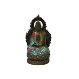Vintage Cloisonne Enamel Lotus Bodhisattva Metal Buddha Statue GB181S