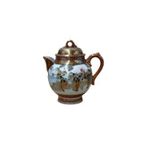 Oriental Orange Red Glaze Porcelain Art Display Teapot Scenery Graphic GB193S