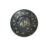 Chinoiseries Brown Lacquer Golden Graphic Wood Display Disc Art GB198S