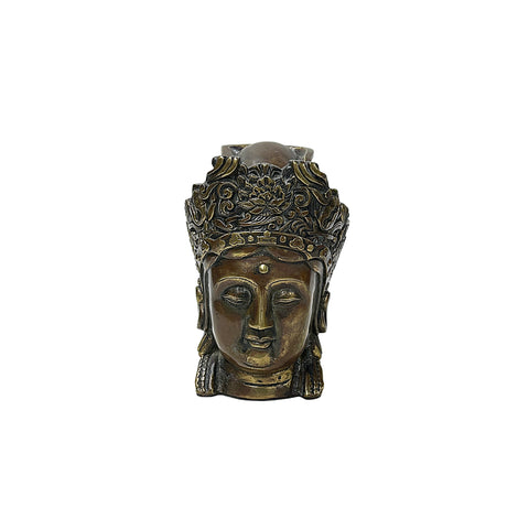 Vintage Bronze Patinated Bodhisattva Bust Buddha Metal Statue GB213S