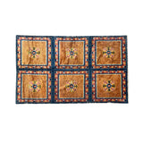 Rectangular Tibetan Style Geometric Medallion Graphic Wool Rug Carpet GB217S