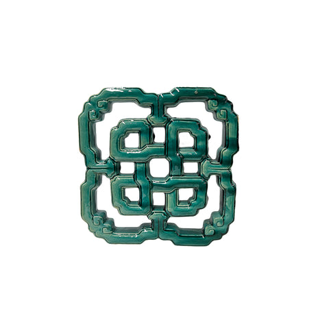 Chinese Eternal Knot Green Mix Glaze Wall Floor Clay Tile GB223S