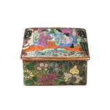 3.75" Oriental Famille Rose Color Graphic Porcelain Square Box GB225S