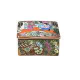 3.75" Oriental Famille Rose Color Graphic Porcelain Square Box GB226S