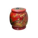 Oriental Red Flower Bird Graphic Jar Shape Container Box GB228S