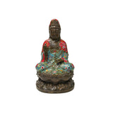 Vintage Cloisonne Enamel Lotus Base Bodhisattva Metal Buddha Statue GB235S