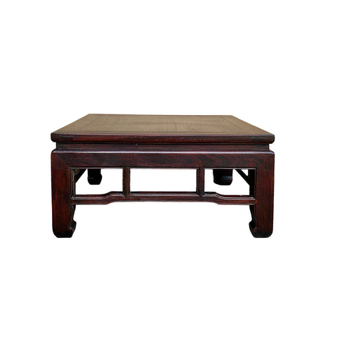 Reddish Brown Stain Square Ming Style Kang Low Coffee Table Stand GB237S