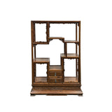 Chinese Vintage Brown Stain Chest Height 51" Curio Display Cabinet GB239AS