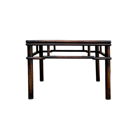 Oriental Vintage Brown Patina Stain Square Ming Style Coffee Table GB240S
