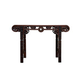 Vintage Oriental Brown Scroll End RuYi Apron Altar Console Table GB243S