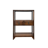 Chinese Brown Stain Wood Rectangular Small Curio Display Stand GB250S