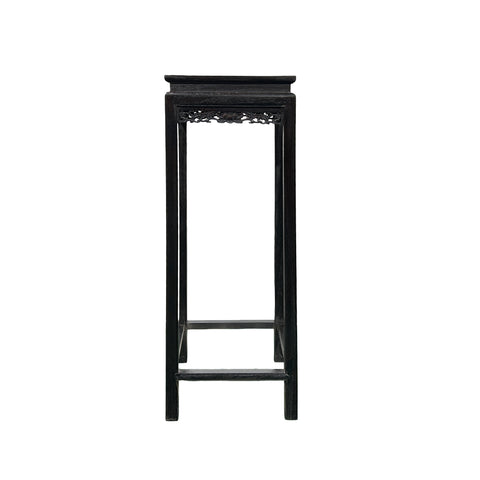 Black Square Golden Chinese Engravement Tall Plant Stand Pedestal Table GB256S