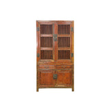 Vintage Brown Oriental Open Bars Doors Display Curio Cabinet Bookcase GB259S
