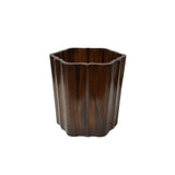 Chinese Brown Natural Patina Flower Octagonal Brush Pen Holder Art GB270S