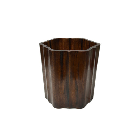 Chinese Brown Natural Patina Flower Octagonal Brush Pen Holder Art GB270S