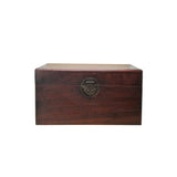Oriental Plain Surface Brown Natural Wood Small Trunk Chest Box GB272S