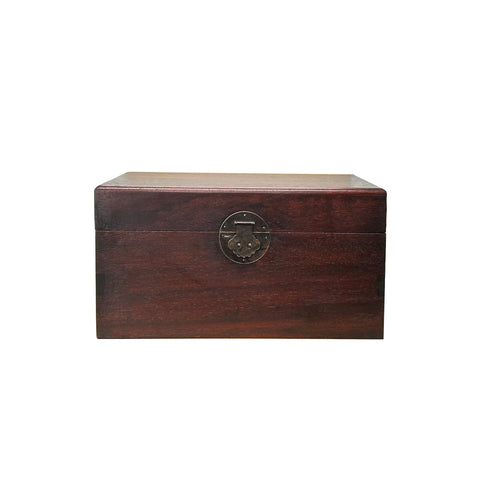 Oriental Plain Surface Brown Natural Wood Small Trunk Chest Box GB272S