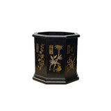 Chinese Dark Brown Natural Patina Mother of Pearl Brush Pen Holder Art GB277S