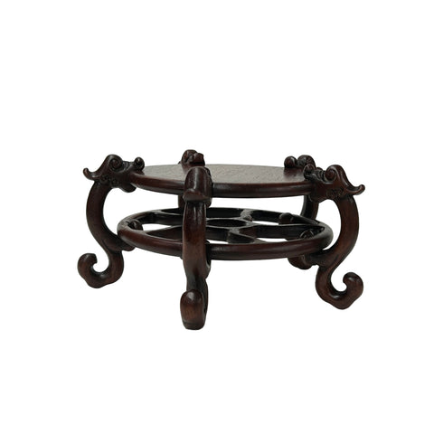 4.75" Dark Brown Round Top 5 Curved Legs Wood Display Stand Riser Easel GB278S