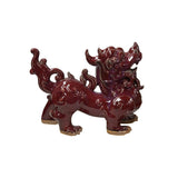 Chinese Artistic Purple Red Oxblood Color Glaze Ceramic Fengshui Pixiu Figure GB311S