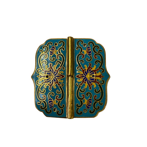 2 Sets Turquoise Enamel Cloisonne Butterfly Hinges Metal Decor Plaque Art GB351S