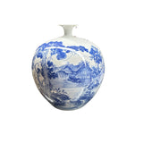 Chinese Blue White Handpaint Mountain Tree Scenery Porcelain Vase GB563S