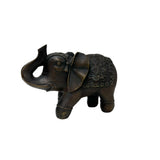 Vintage Dark Brown Metal Elephant Trunk Up Accent Figure GB589S