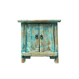 16.25" Distressed Light Blue 2 Doors End Table Nightstand Chest GB596S